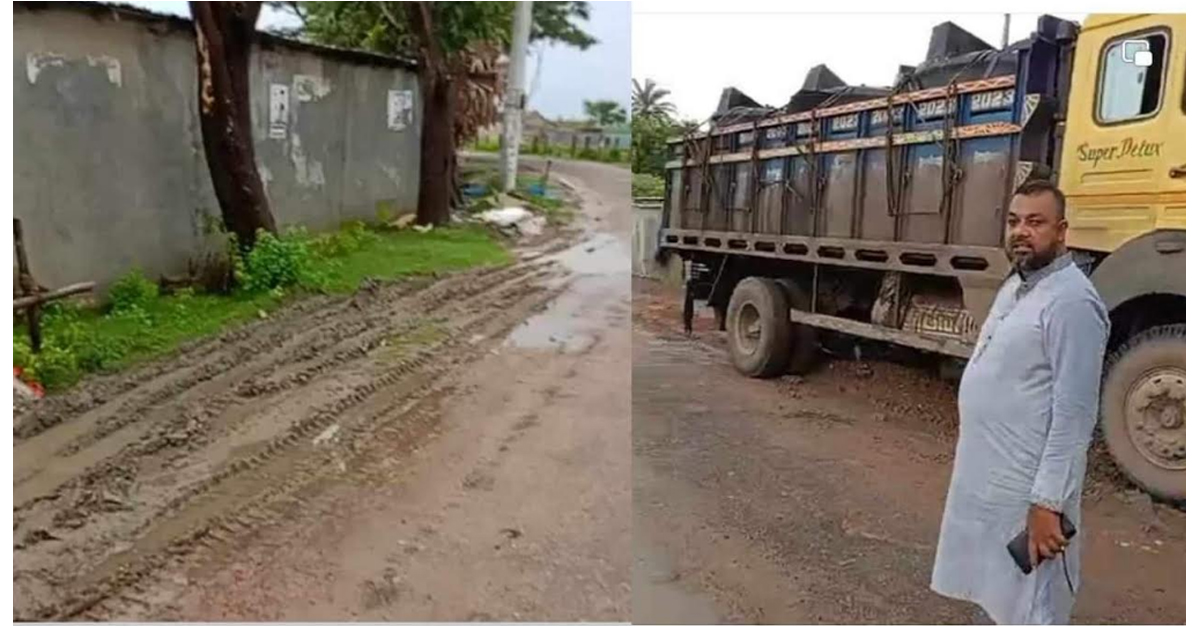 দেবহাটার কুলিয়ায় হ্যাচারীর পানির ট্র্যাকে রাস্তার বেহাল দশা