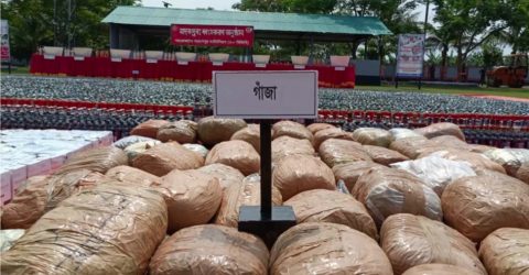 ঝিনাইদহের সীমান্ত থেকে উদ্ধারকৃত ১২০ কোটি টাকার মাদক ধ্বংস