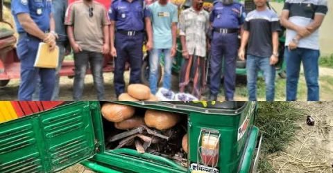 তল্লাশি চালিয়ে ৯৪ বোতল ভারতীয় স্কাফ সিরাপ ও ১০ কেজি গাঁজাসহ দুই মাদক কারবারিকে আটক