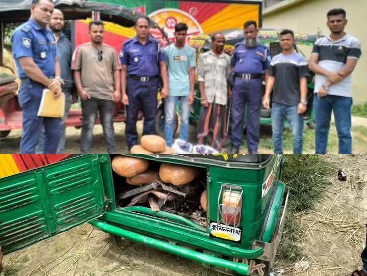 তল্লাশি চালিয়ে ৯৪ বোতল ভারতীয় স্কাফ সিরাপ ও ১০ কেজি গাঁজাসহ দুই মাদক কারবারিকে আটক