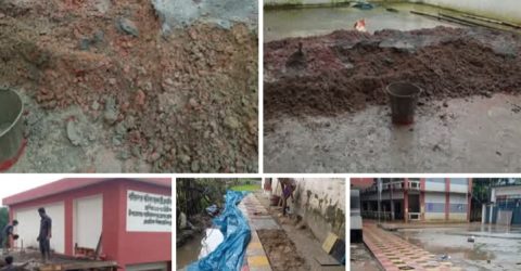 বৃষ্টির মধ্যেই ঢালাই, জনস্বাস্থ্য প্রকৌশল অধিদপ্তরের কাজে অনিয়মের অভিযোগ