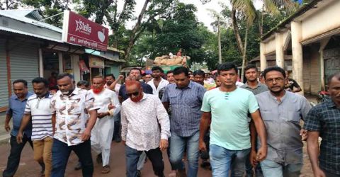 নিষিদ্ধ মিছিলের প্রতিবাদে আটপাড়ায় বিএনপির বিক্ষোভ