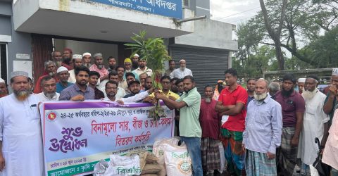 পাথরঘাটায় কৃষকদের মাঝে সার, বীজ ও চারা বিতরণ