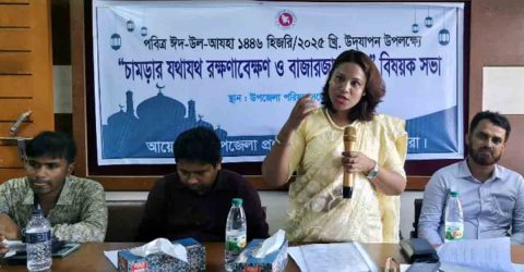 শ্যামনগরে চামড়ার রক্ষণাবেক্ষণ ও বাজারজাতকরণ বিষয়ক সভা অনুষ্ঠিত
