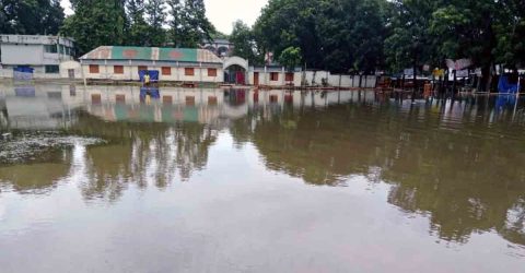 পুকুর নয় বিদ্যালয়ের মাঠ দূর্ভোগে শিক্ষক-শিক্ষার্থীর