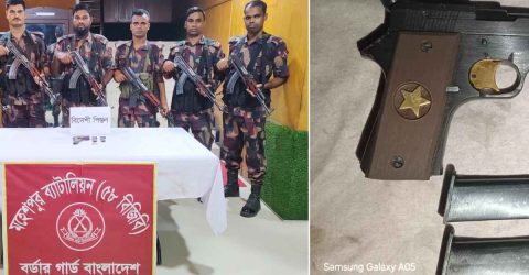 ঝিনাইদহ সীমান্তে বিজিবির অভিযানে বিদেশি পিস্তল সহ ম্যাগজিন উদ্ধার