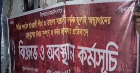 এনসিপির সমাবেশে হামলার প্রতিবাদে উলিপুরে বৈষম্য বিরোধী ছাত্র আন্দোলনের মশালমিছিলওঅবস্থান কর্মসূচী অনুষ্টিত