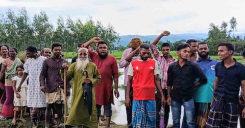 ফিসারির প্রাকৃতিক পানি নিষ্কাশন পথ বন্ধে, পানিতে তলিয়ে ৫০ একর জমি