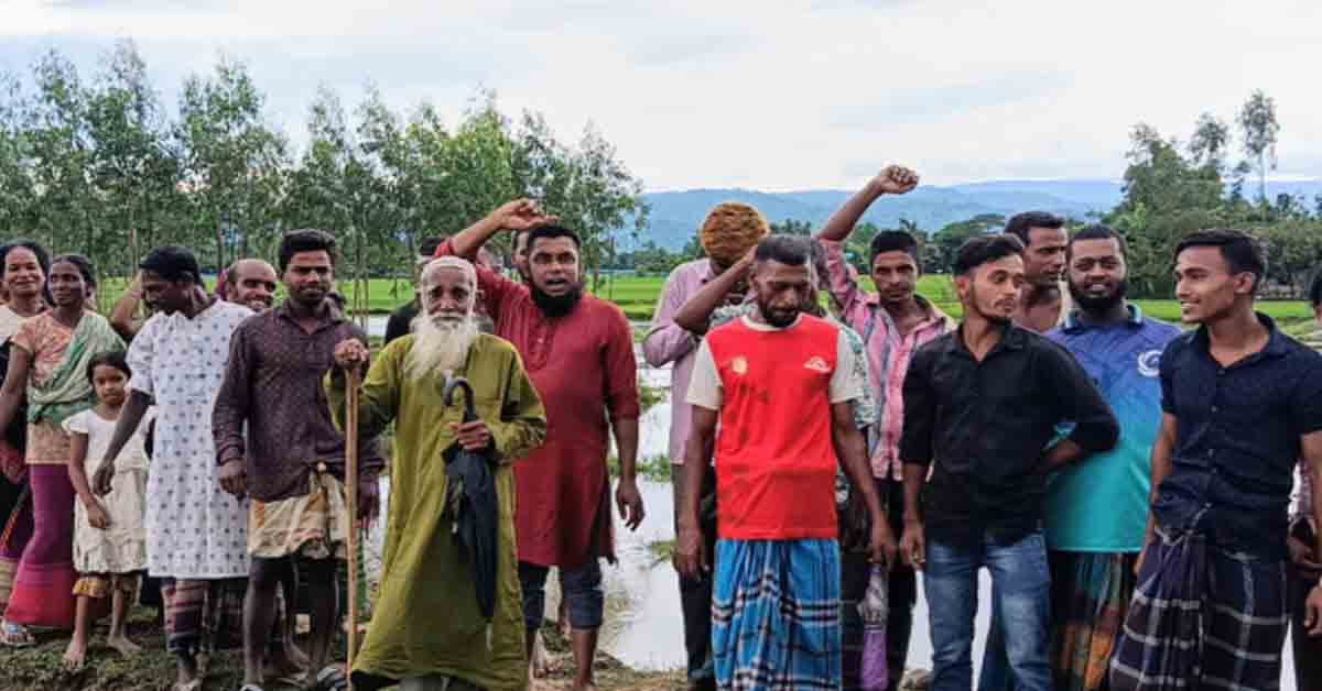 ফিসারির প্রাকৃতিক পানি নিষ্কাশন পথ বন্ধে, পানিতে তলিয়ে ৫০ একর জমি