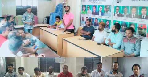 গৌরনদীতে সাংবাদিক তুহিনের হত্যাকারীদের ফাঁসির দাবিতে প্রতিবাদ সমাবেশ