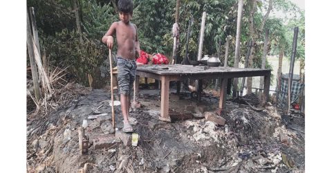 ভাঙ্গায় আগুনে পুড়ে গেছে শেষ সম্বল বাড়ি