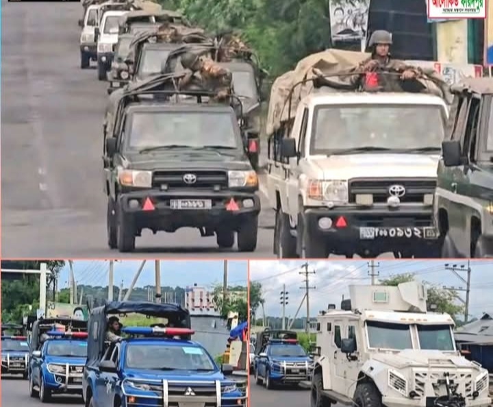 ভাঙ্গায় পুলিশ সেনাবাহিনী, বিজিবি, র‍্যাবের টহল জোরদার