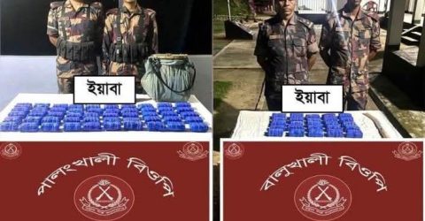 উখিয়া বিজিবি’র পৃথক বিশেষ অভিযানে বালুখালী ও পালংখালী বিওপি এলাকা হতে ১ লক্ষ ৫০ হাজার পিস ইয়াবা উদ্ধার