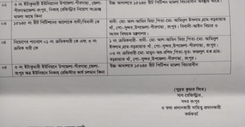 নিকাহ্ রেজিষ্ট্রার  বিরুদ্ধে হাইকোর্টের কার্যক্রম বন্ধের আদেশ থাকা সত্তেও কোন আদেশের বলে কার্যক্রম চলমান
