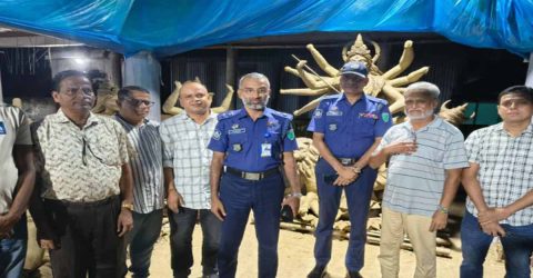 হবিগঞ্জ জেলার বিভিন্ন পূজামন্ডপ  পরিদর্শন এ পুলিশ  সুপার