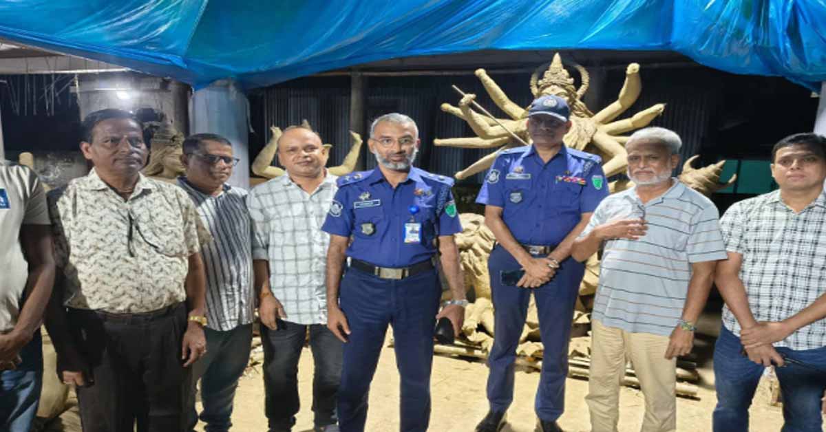 হবিগঞ্জ জেলার বিভিন্ন পূজামন্ডপ  পরিদর্শন এ পুলিশ  সুপার