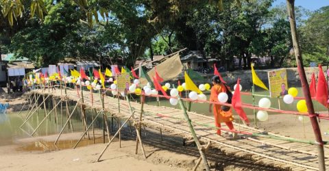 সাঁকো উদ্বোধনে স্বস্তির হাসি সাত গ্রামে