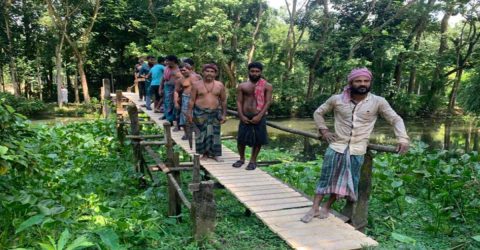 ১০ গ্রামের ভরসা একটি ঝুঁকিপূর্ণ  বাঁশের সাঁকো