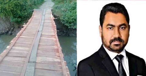 ৬ হাজার মানুষের দুর্ভোগ লাঘব  বিএনপি নেতার অর্থায়নে কাঠের সেতু